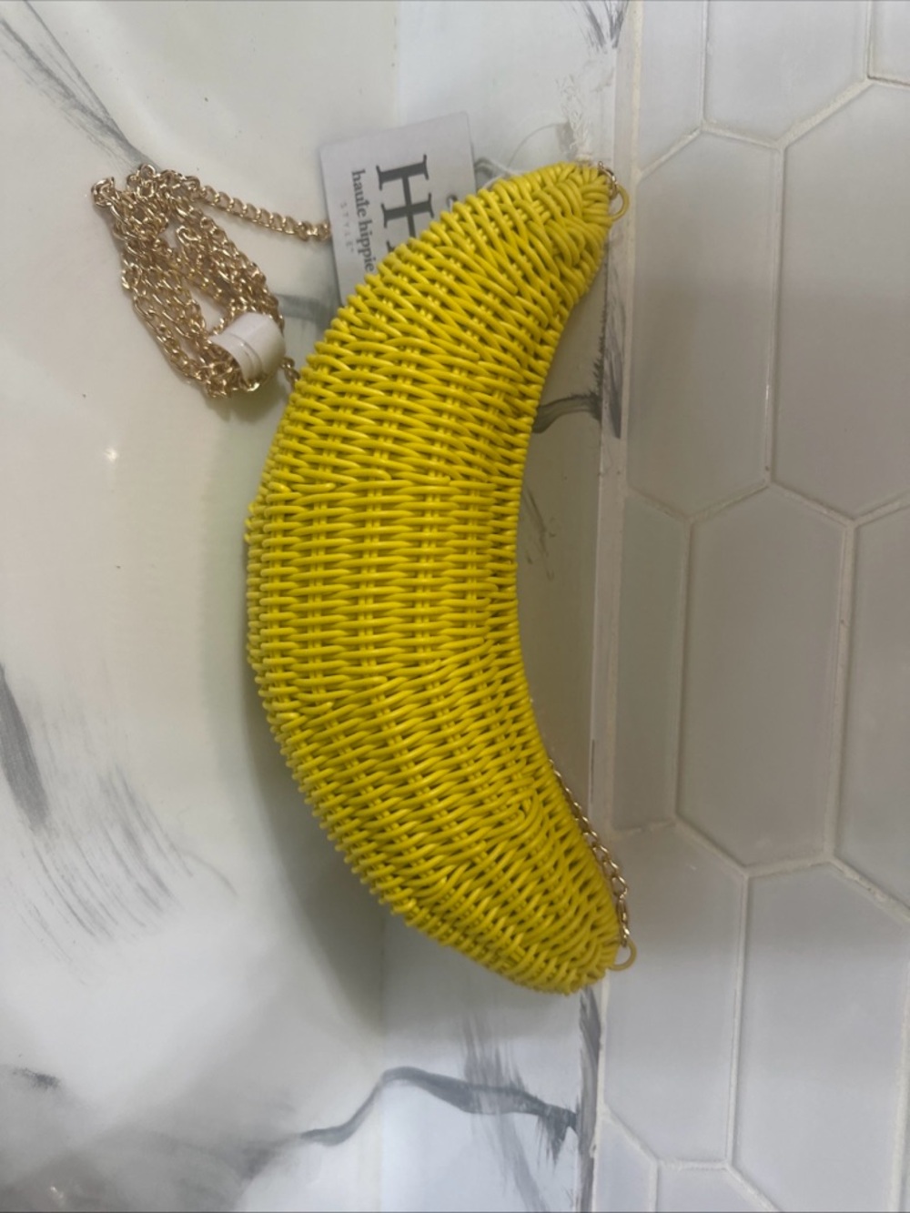 Handmade Yellow Banana Crossbody Bag